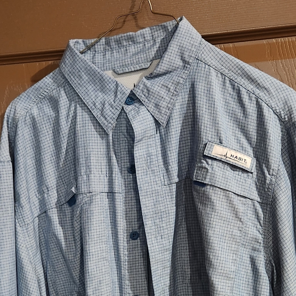 Habit fishing shirt Large Relaxed Fit Fish Gear blue
